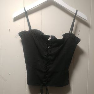Reformation Lace Up Ruffled Corset Top
